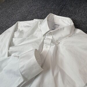 IZOD Advantage Performance Mens Large White Slim Fit Dress Shirt 16-16.5 32/33